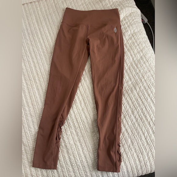 Free People Revelation Leggings S mauve Braided Detail Yoga Workout - Picture 2 of 7